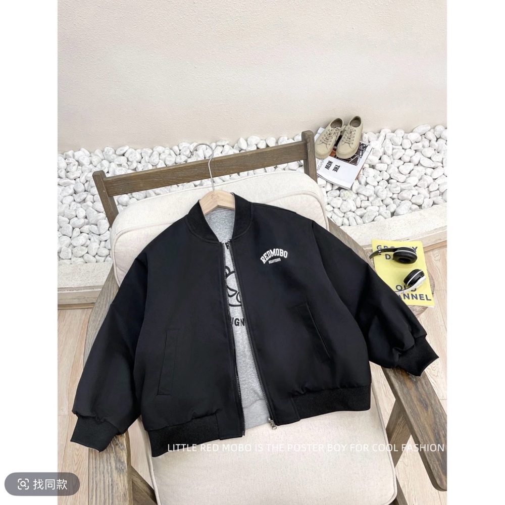 Kids Black Bomber double side Jacket